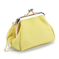 Genuine leather mini coin wallet in solid colour with visible sewing thread detail – urban simplicity design