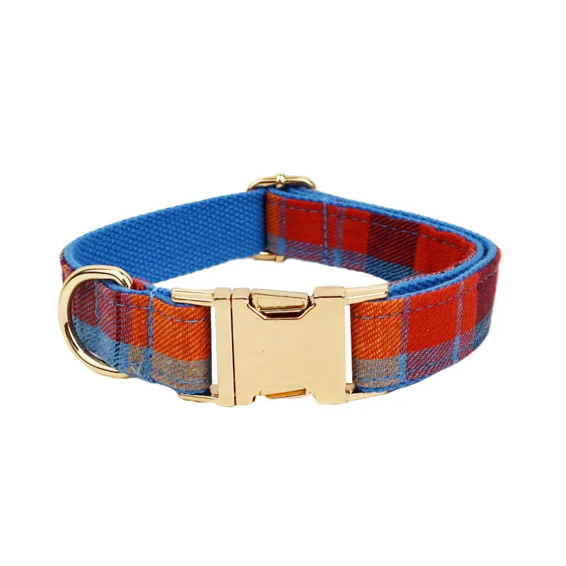 Cloth dog collar, leash, bow, and vest four-piece set in five sizes from XS to XL