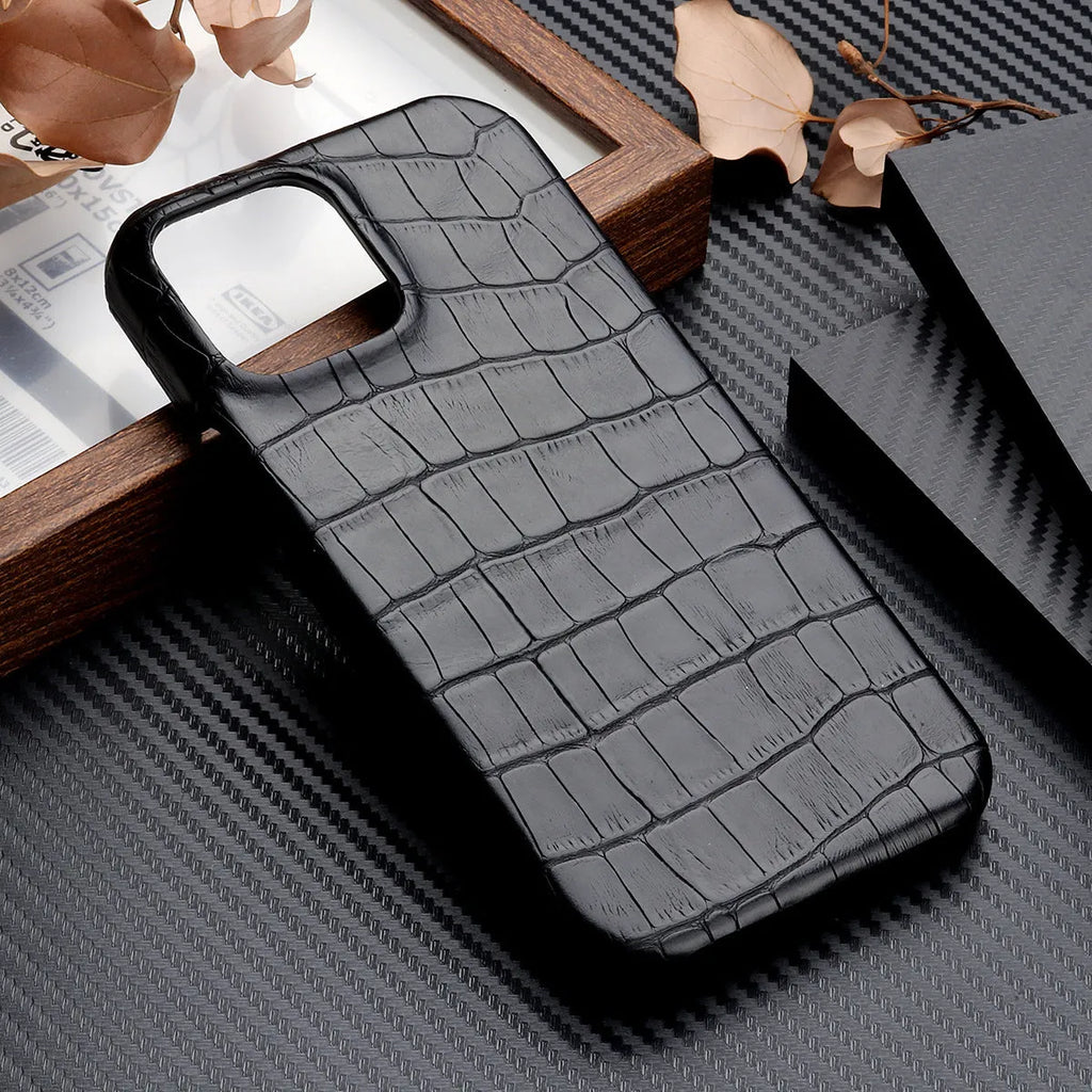 Leather Grain Oil Edge Leather Phone Case for iPhone 14 13 12 11 Series XS Max XR, PC+PU Protective Cover in Black Green Blue Yellow