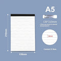 A4 tearable grid notebook with a paper cover, lying open to show ivory pages and wireless binding.