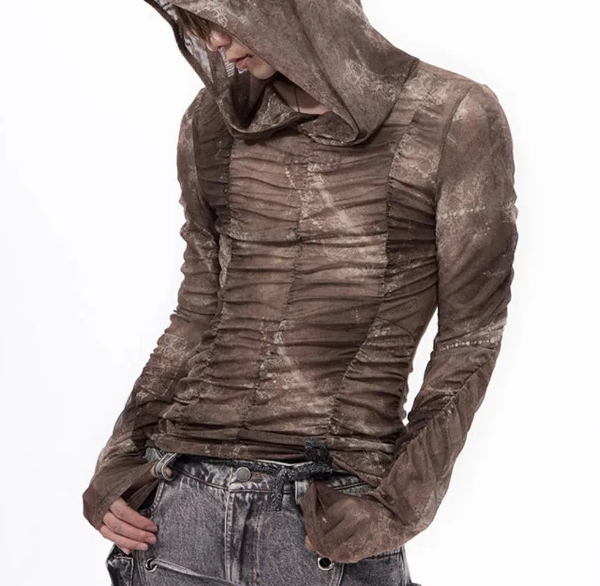 Boys lightweight ice silk bottoming shirt with pleated printing detailing in picture colour
