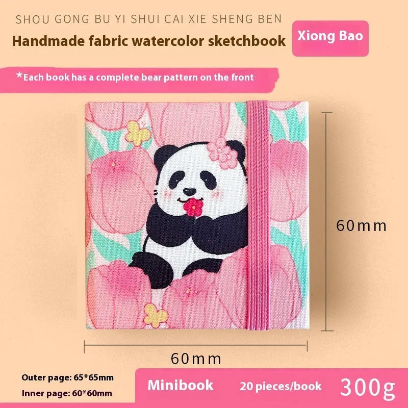 Feiluniao handmade fabric watercolour sketchbook with decorative cover, 185mm long.