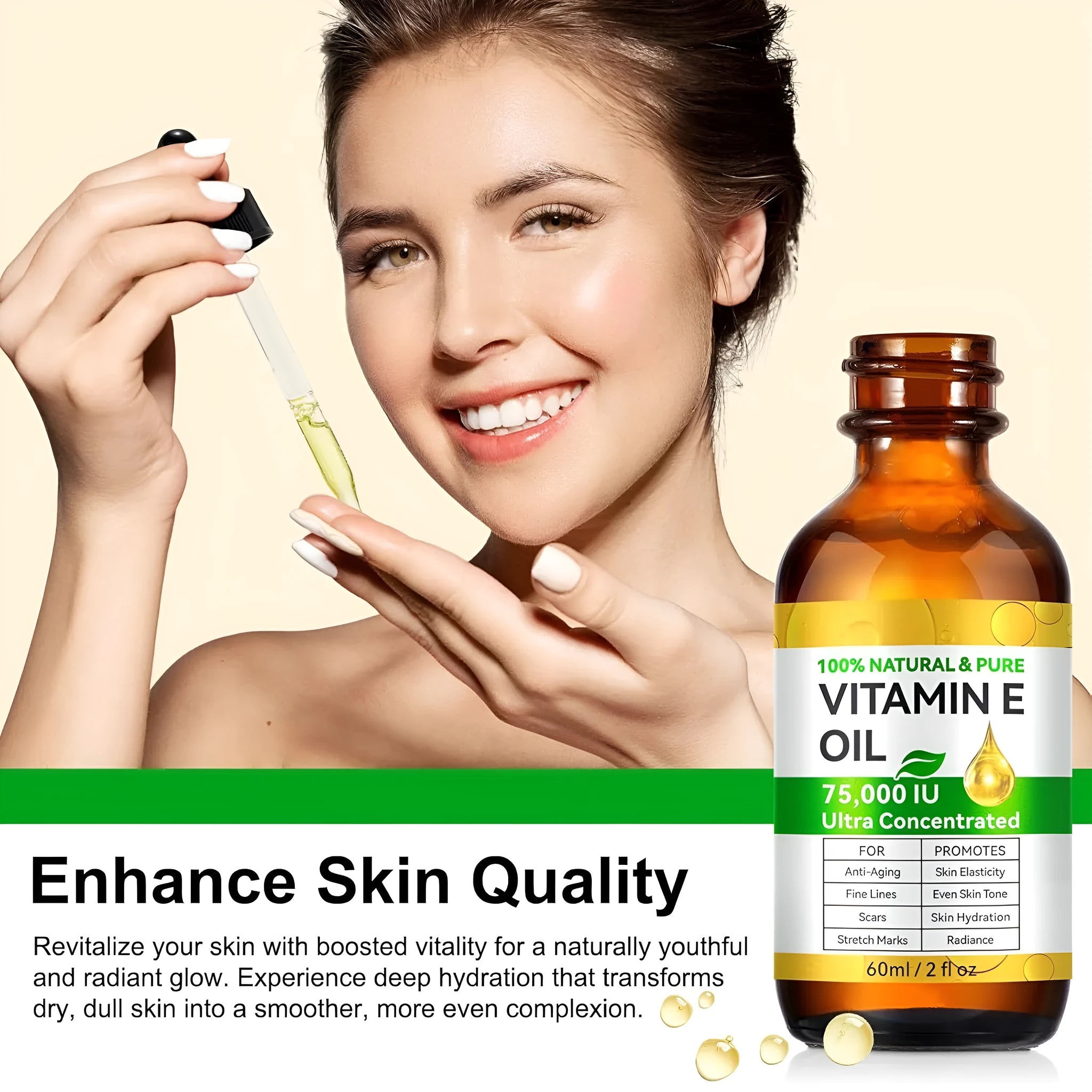 Vitamin E oil 60ml bottle for face and body moisturising