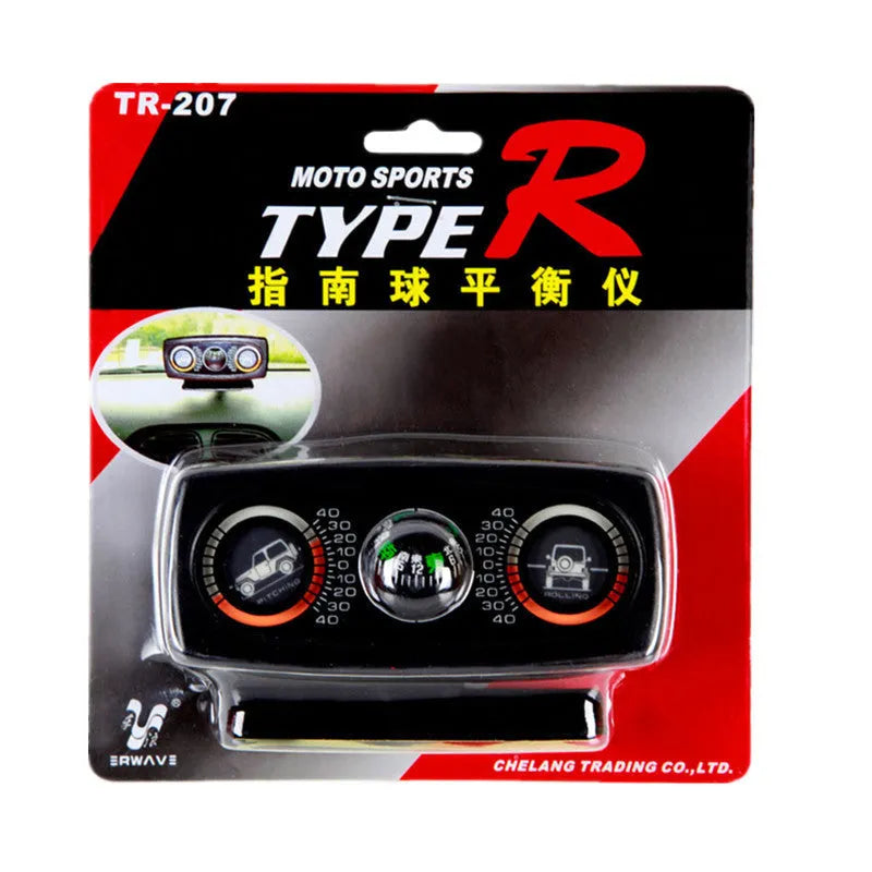 Black car guide ball balancer inclination meter with self-adhesive base compact design