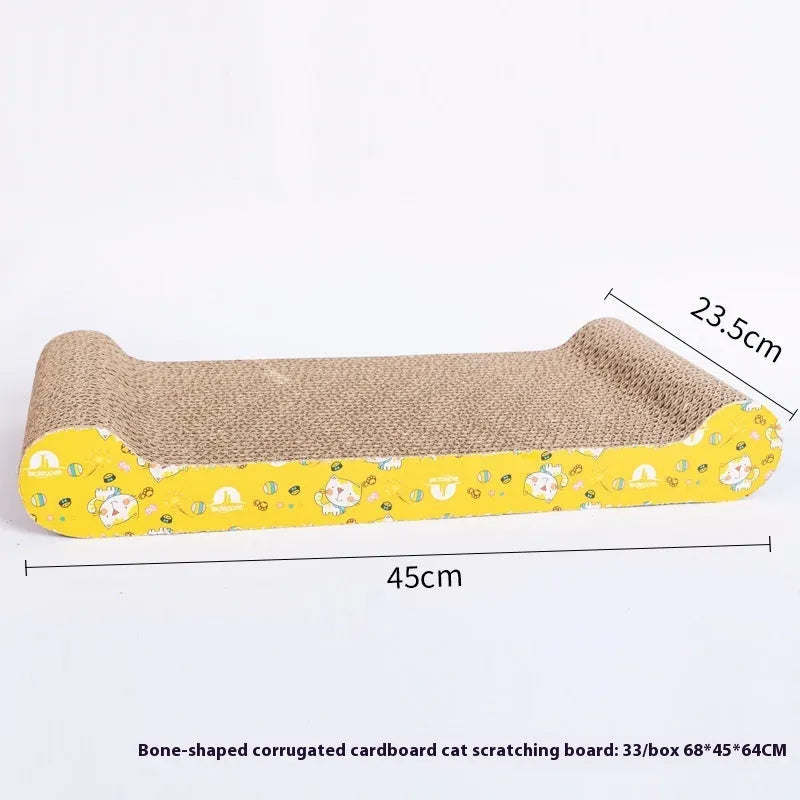 Corrugated paper cat scratch board with leather trim in seven shape styles