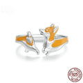 Adjustable silver electroplated ring with cartoon corgi dog design