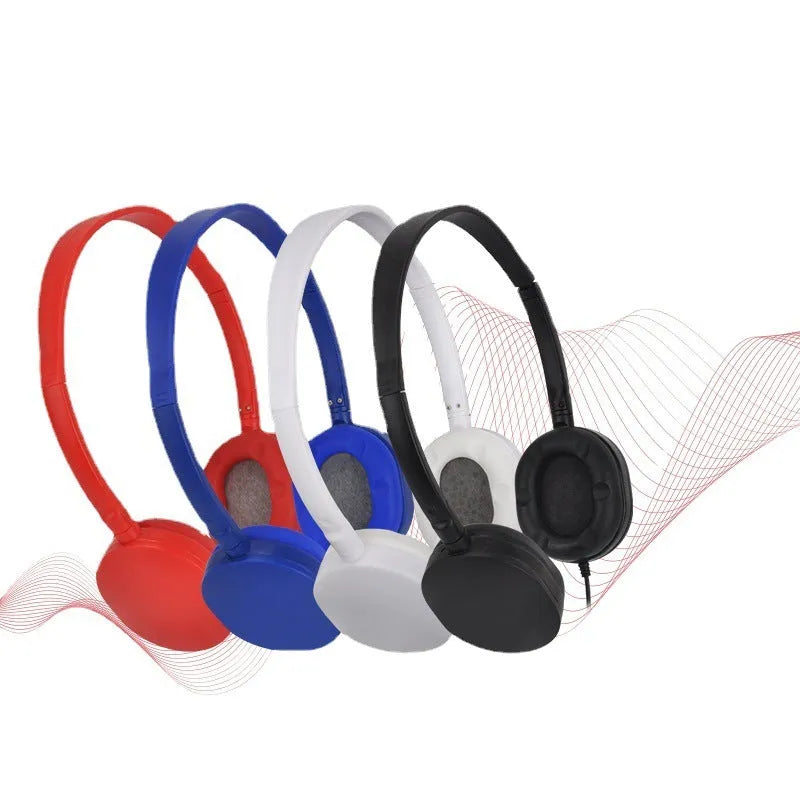 Retro solid colour over-ear headset with silicone headband and 1.2m cable shown in black