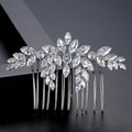 Copper bridal hair accessory with inlaid zircon stones in flower shape, electroplated finish
