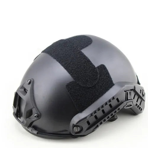 Field sports helmet in ABS plastic with one size design, available in black colour