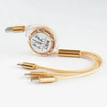 3 in 1 telescopic data cable 120cm with Apple Android Type-C connectors in Piano Black