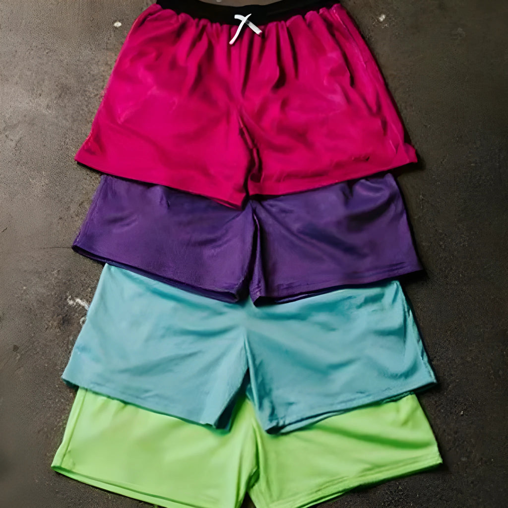 Men's mesh athletic shorts in solid colours with quick-drying fabric for summer workouts