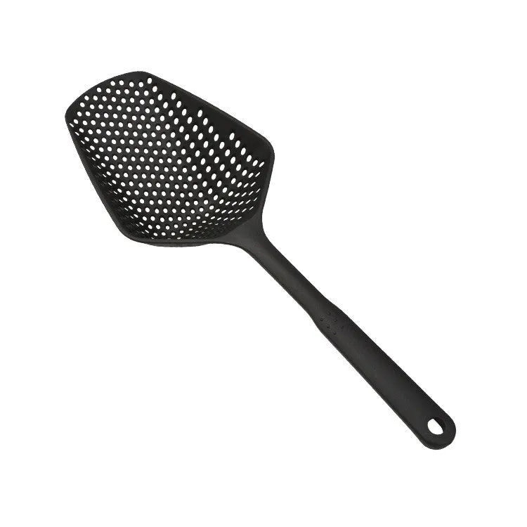 Large plastic kitchen colander strainer scoop in multiple colours for draining food.