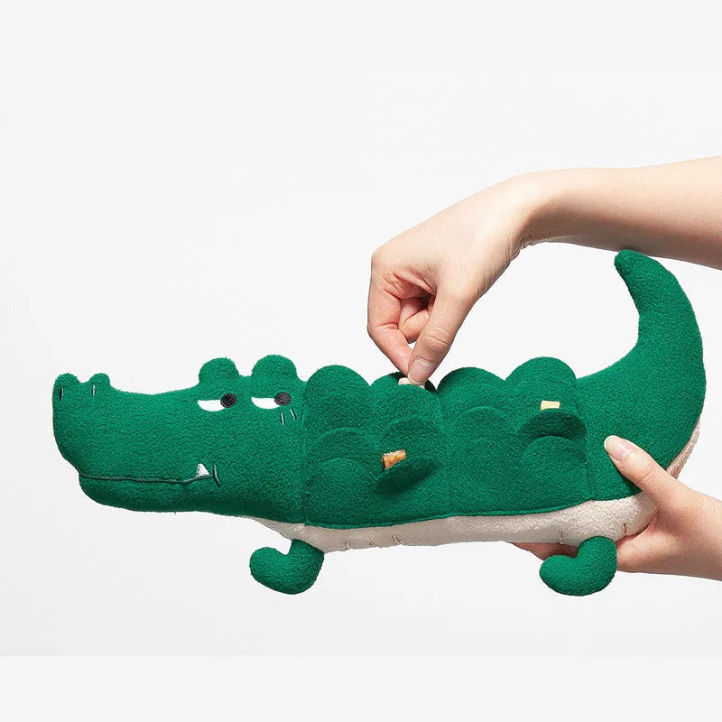 Green plush toy dog measuring 35 cm, a lightweight interactive pet toy for children.