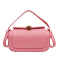 A personalised women's shoulder messenger bag in PU leather, shown in beige with letter detailing.