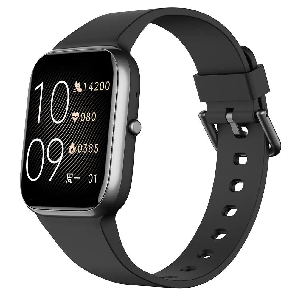 Smart watch with blood pressure and blood oxygen monitoring, TFT screen, touch button, available in black, blue, or pink