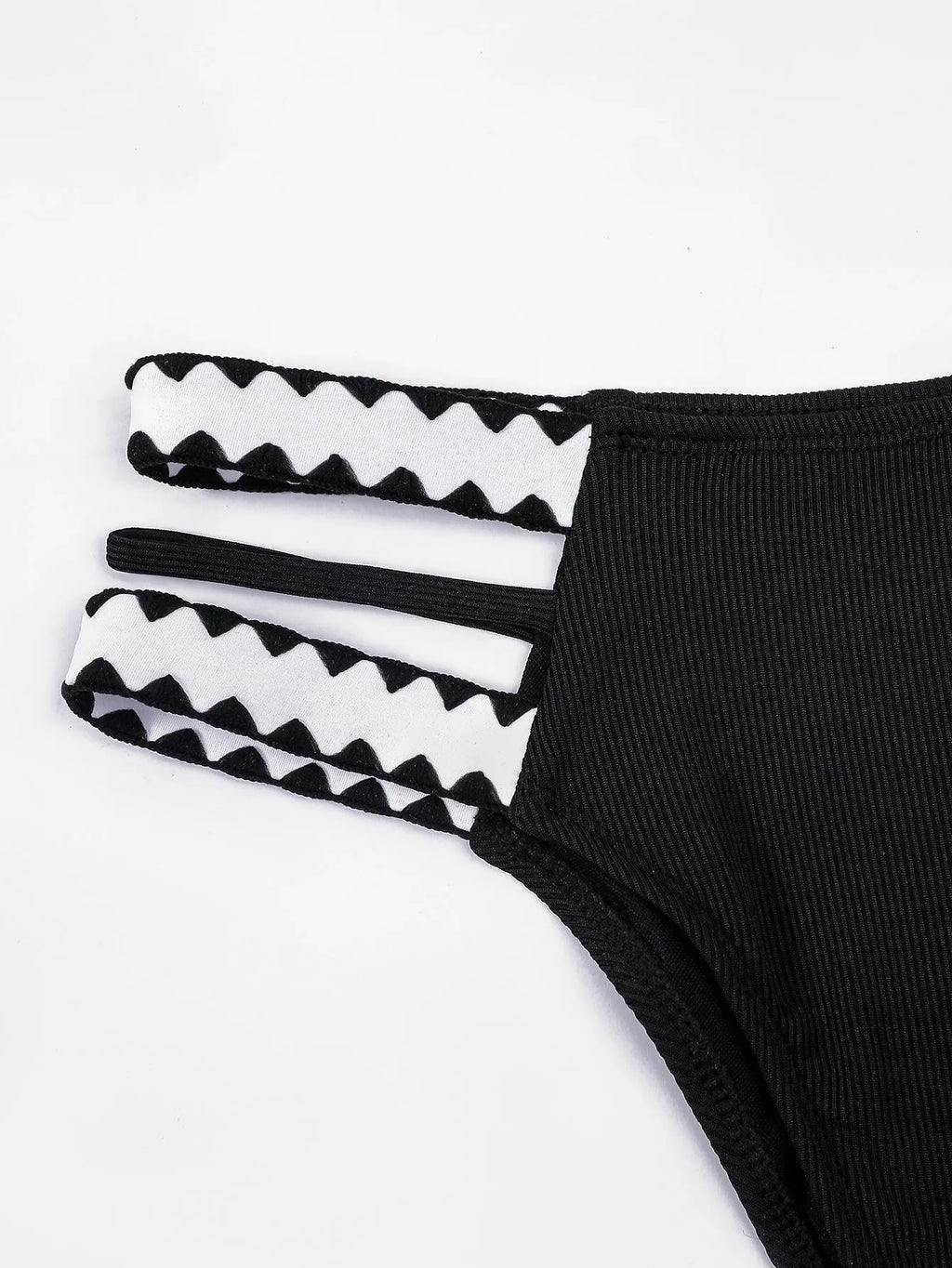 Black women's one-piece swimsuit with hollowed-out split briefs design