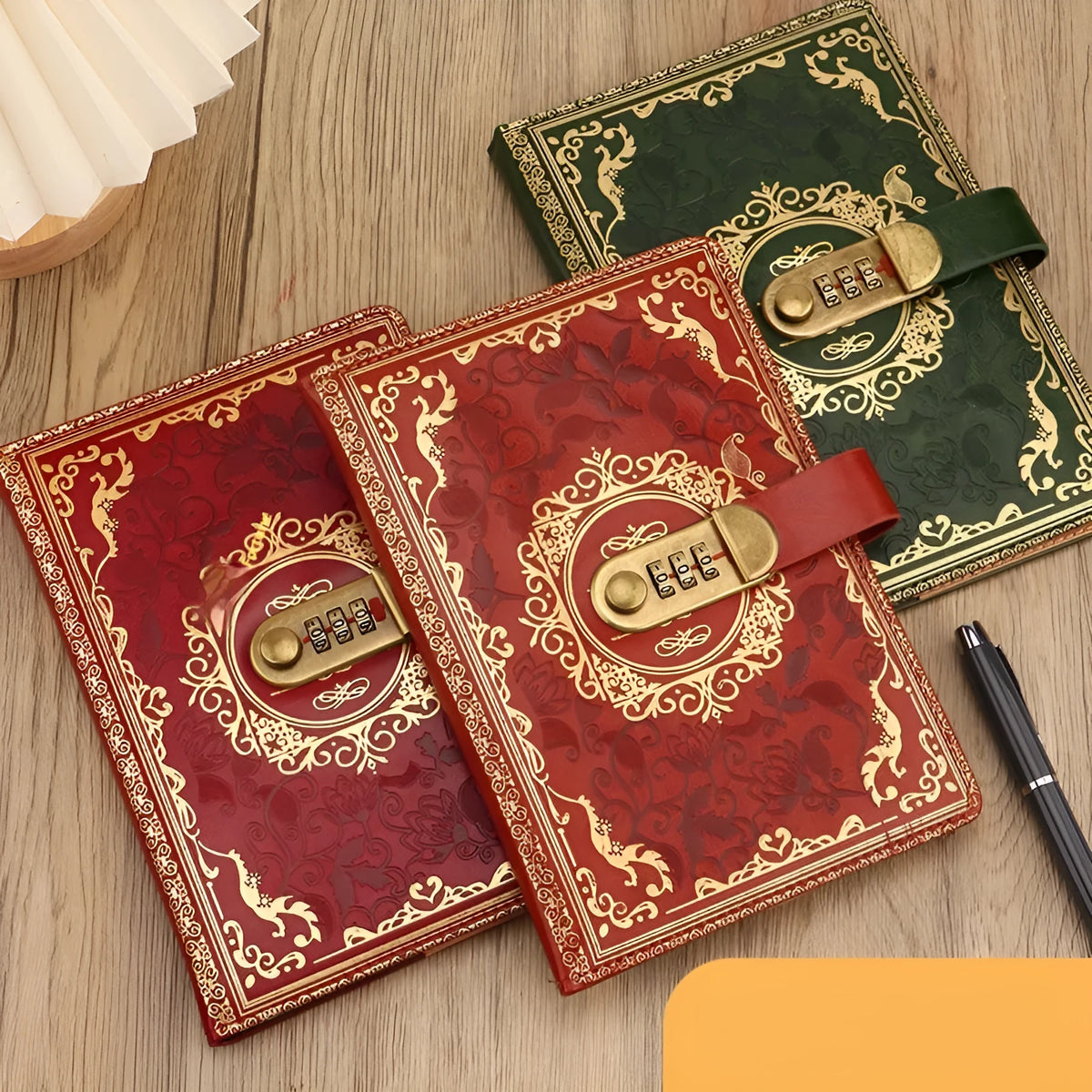 A5 password diary with lock, imitation leather cover, 80gsm wood-free paper, business office notebook