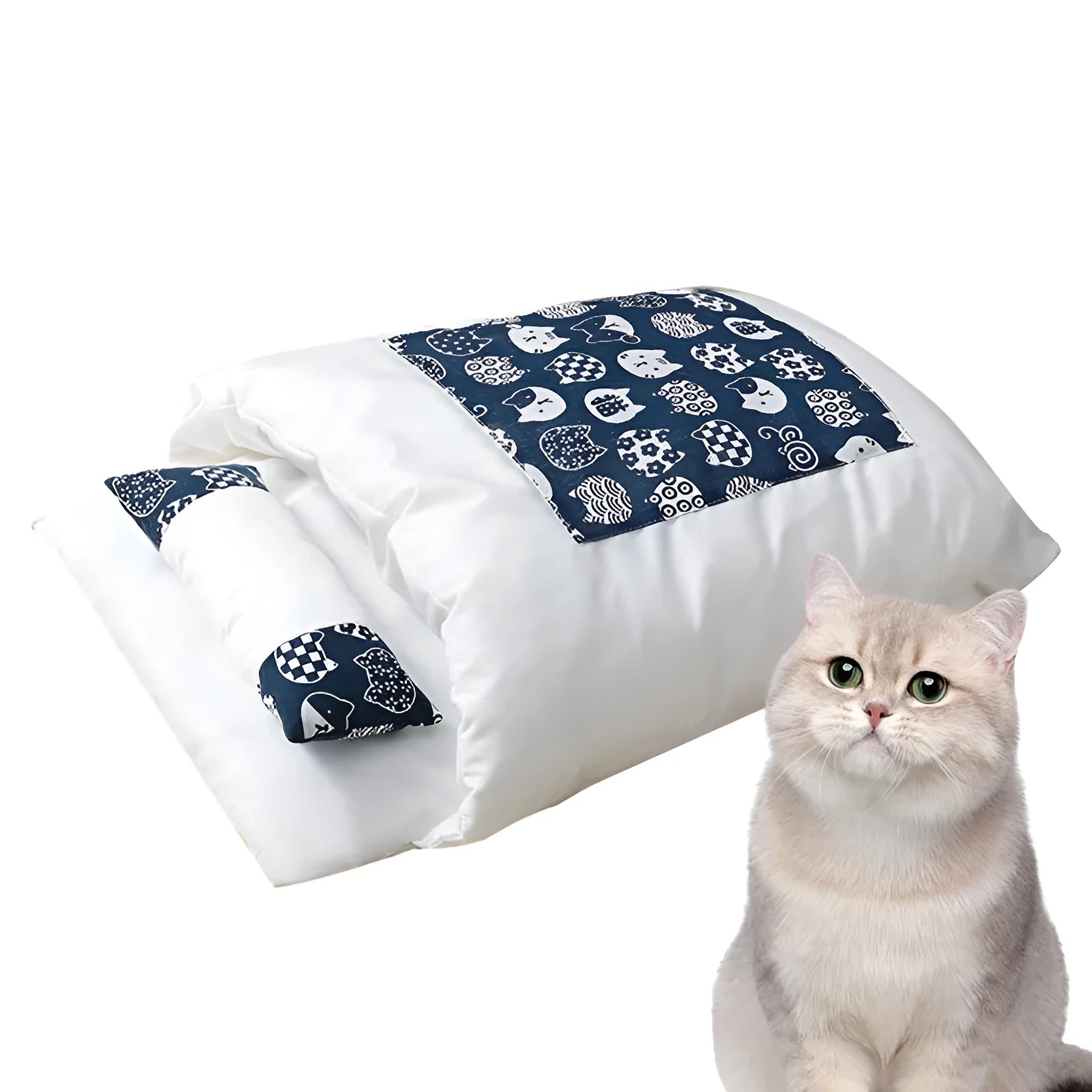 Grey removable liner winter pet bed for cats and dogs showing sizes S M L XL