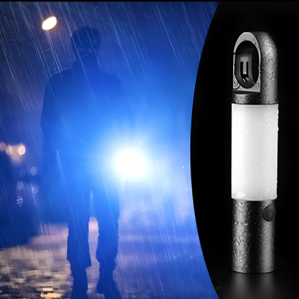 Silver outdoor charging multifunctional LED work light with white laser lamp beads and tricolour lampshade