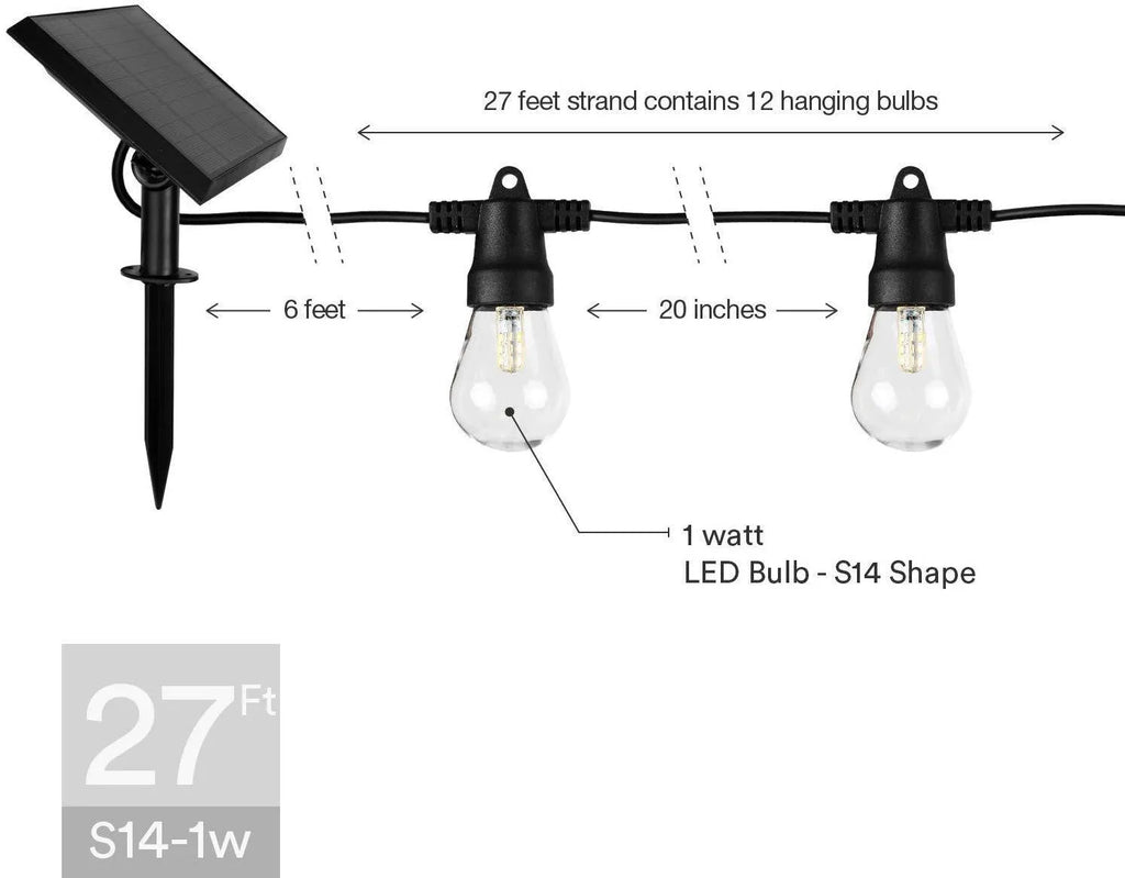 Waterproof solar-powered LED string lights with PVC shell for outdoor garden use