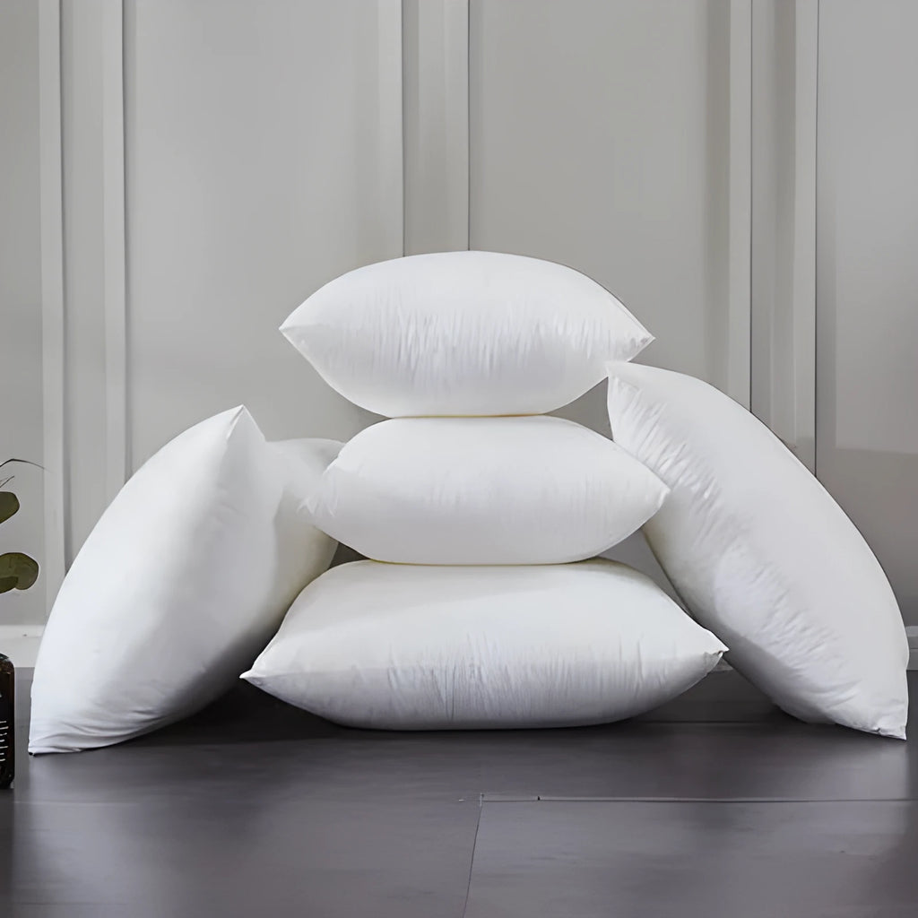 White cotton throw pillow sofa cushion insert with detachable pillowcase, sizes 35x55cm to 75x75cm
