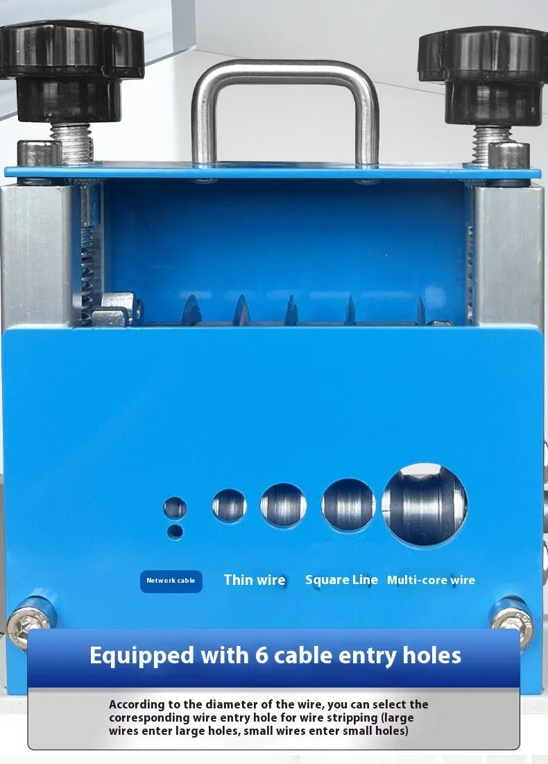 SD-017 manual wire stripping machine with adjustable jaws for cables from 0.5 to 17 millimetres.