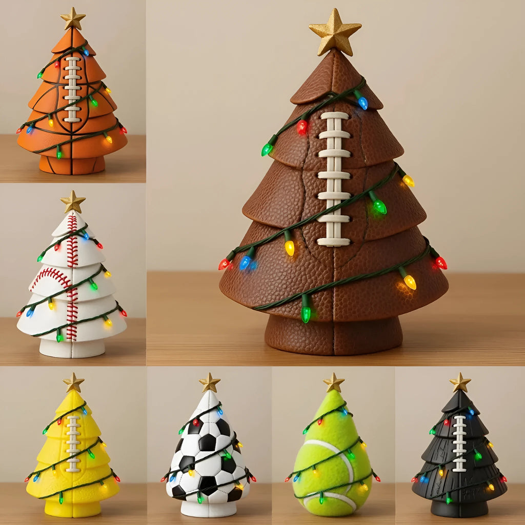 Resin football Christmas tree decoration 15cm rugby shaped ornament seven colour styles