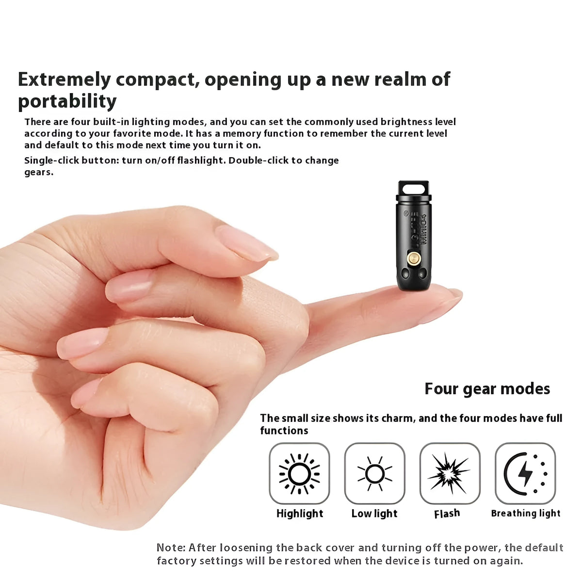 Super bright black aluminium alloy key ring flashlight with built-in keyring
