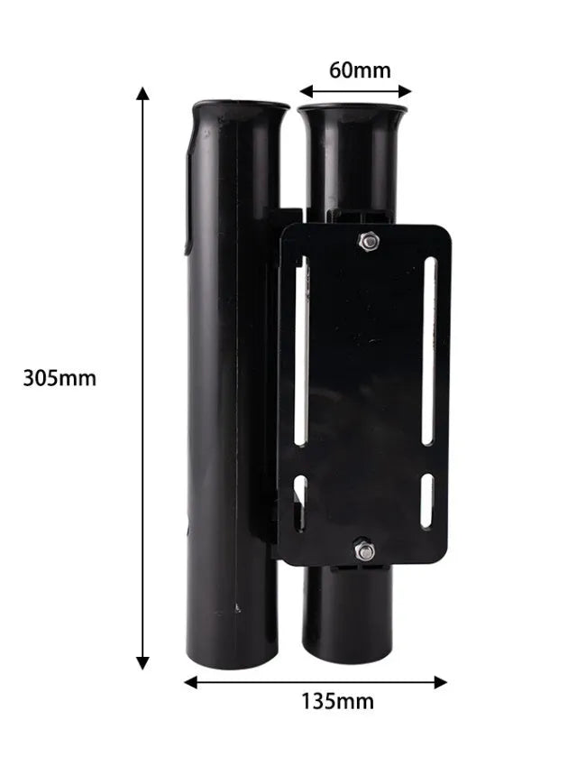 Carbon plastic fishing rod rack mounted on a bicycle frame for transporting fishing gear.