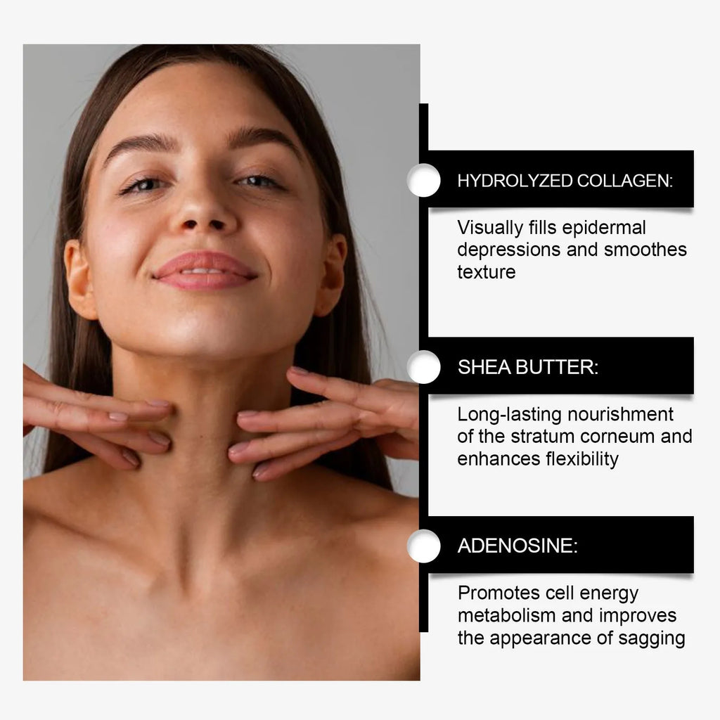 50g jar of tightening neck cream with hydrolysed collagen and adenosine for the neck.