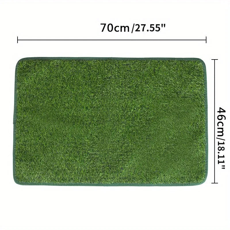 Artificial grass dog and cat toilet training mat in small, medium, and large washable sizes.