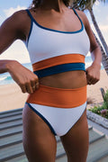 Women's solid colour one-piece swimsuit for swimming with quick-drying nylon fabric.