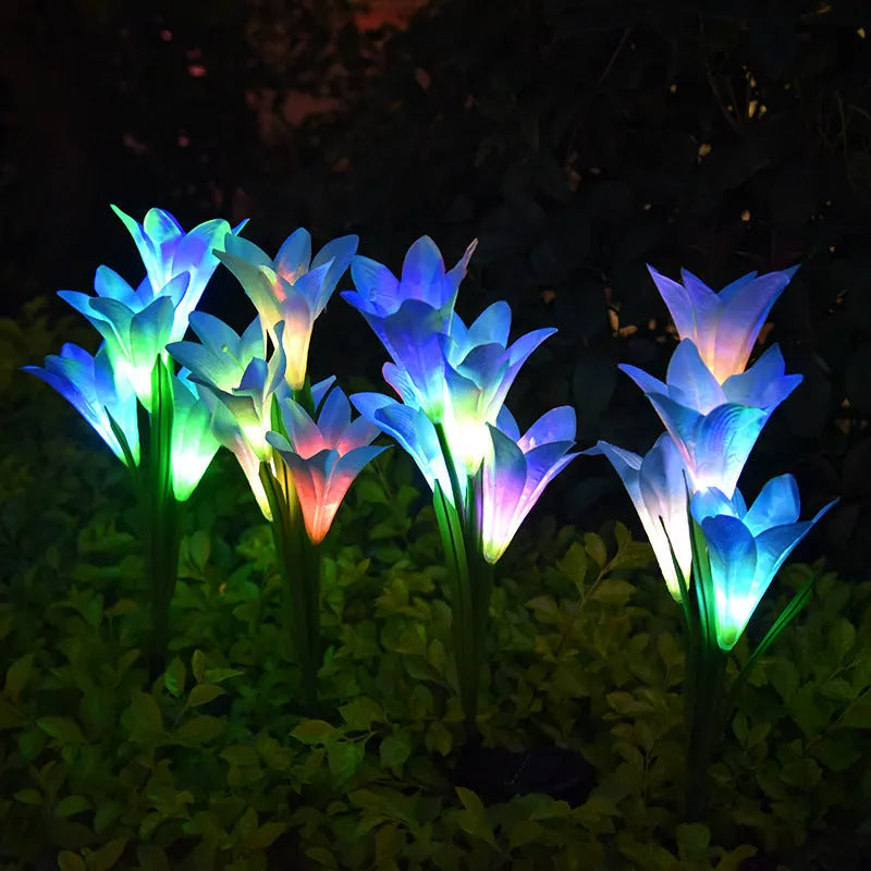 Solar-powered floral garden lantern with flower shape design, 850mm size, for outdoor courtyard and villa lighting