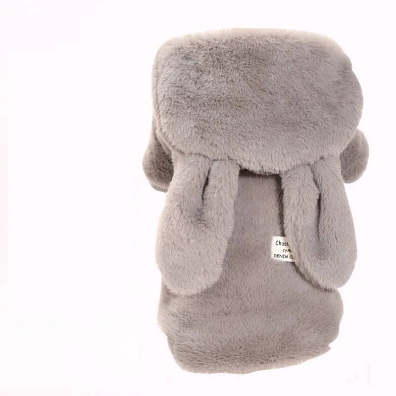 Autumn winter four-leg small dog padded cotton coat in grey loose fit thick lining