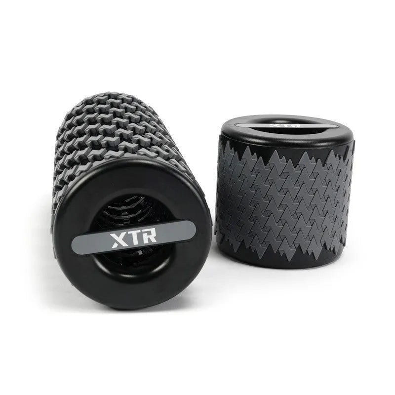 Adjustable telescopic foam roller in red, black, pink, and yellow colour options for muscle recovery.