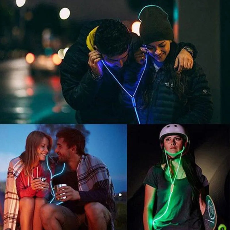 Blue LED light-up earphones with 3.5mm plug and remote control, flashing in sync with music.
