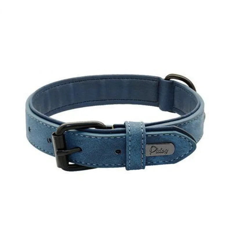 Adjustable dog collar with double-layer thickened construction in purple, blue, green, pink, or brown