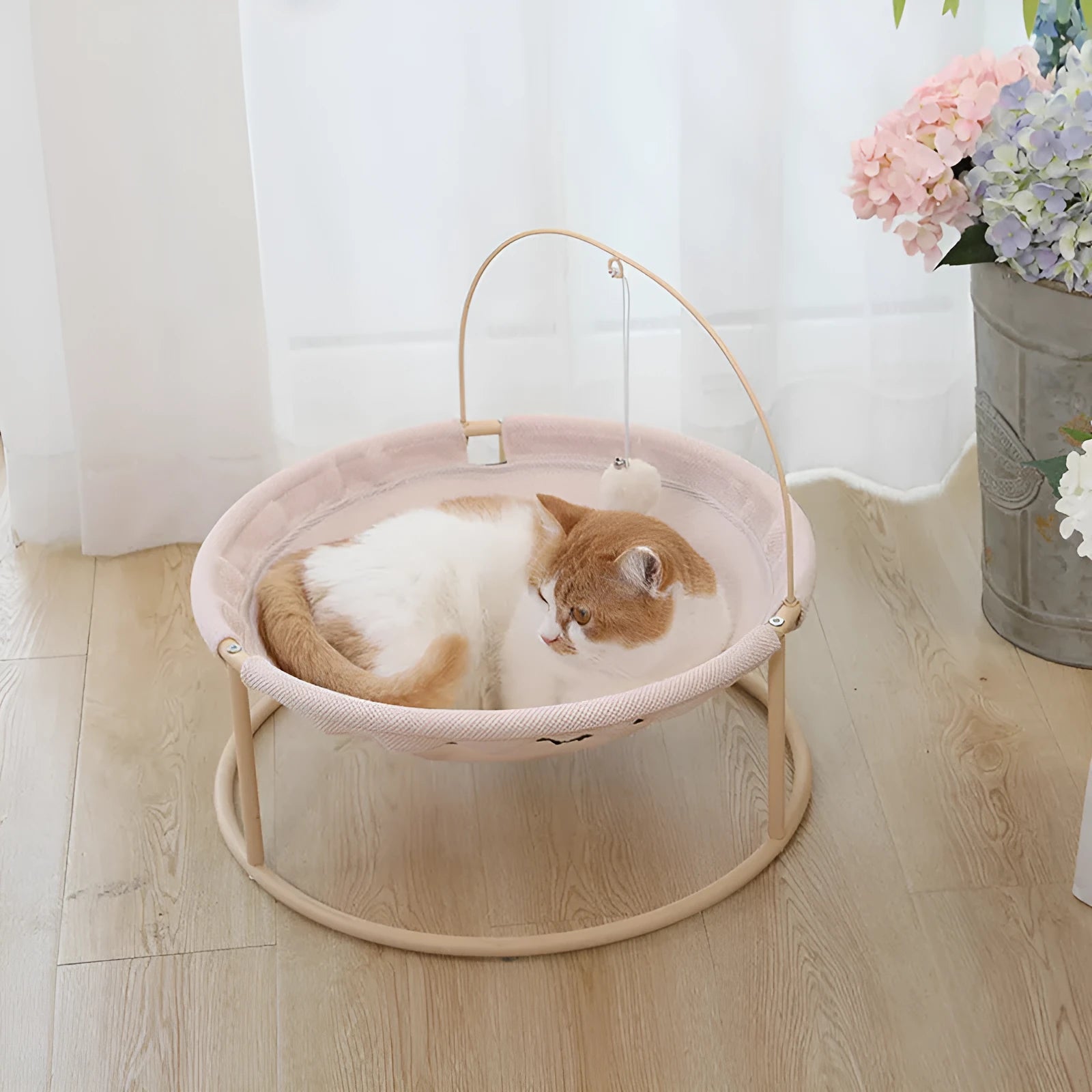Pet hammock cat bed 45x45x40cm in beige winter model for indoor use