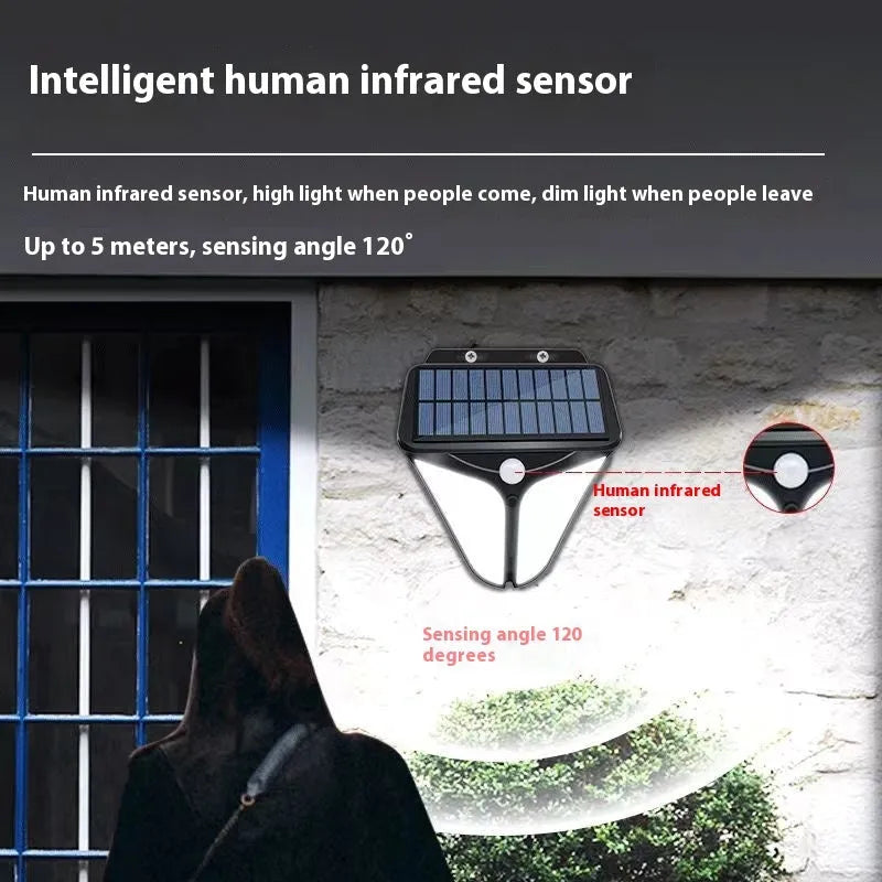 Heart-shaped binocular solar wall lamp with motion sensor for outdoor courtyard lighting