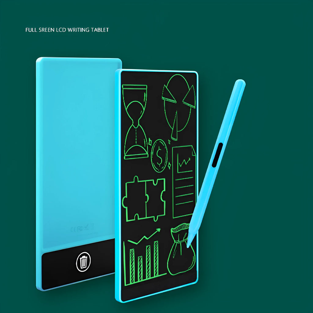 Blue student LCD handwriting board with 6.5 inch screen and stylus