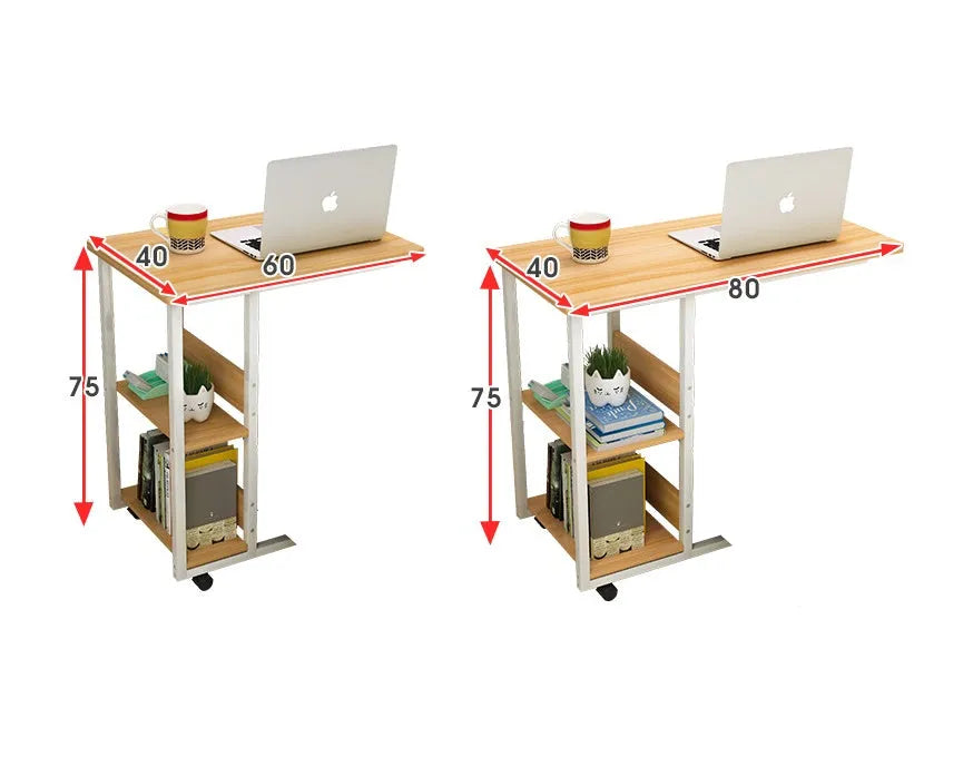 Portable bedside table laptop desk in 60cm niameine walnut finish, modern simple style