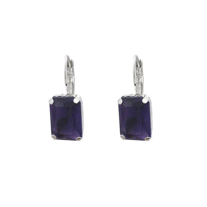 Women's square crystal drop earrings in copper, 25x10mm, red colour option