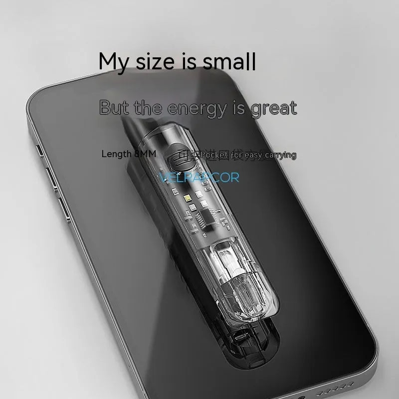 Black plastic portable flashlight with USB charging port.