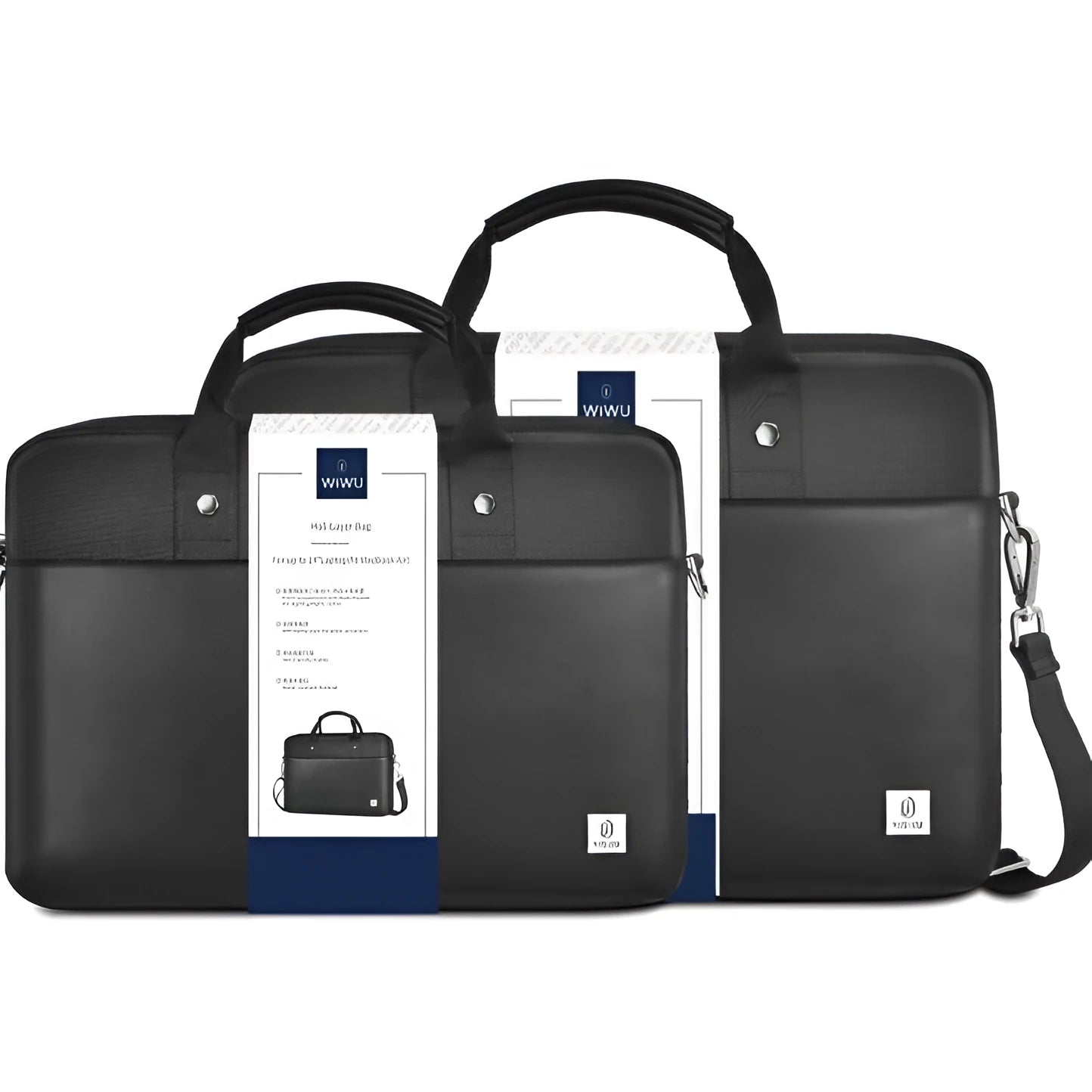 Black Oxford cloth laptop handbag with multiple pockets and compartments for a 14 or 15.6-inch computer.