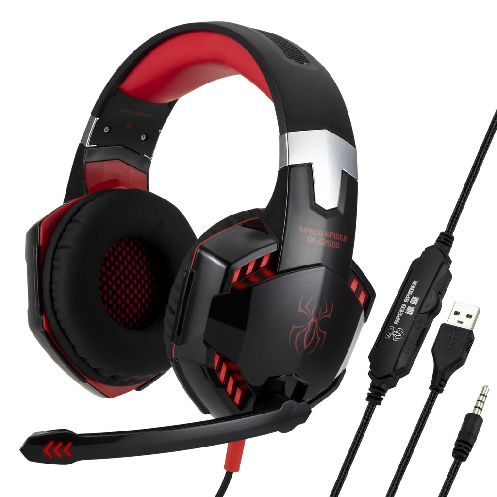 Speed Spider G2000 over-ear headphone with PU earmuffs and 3.5mm plug in Black Blue finish
