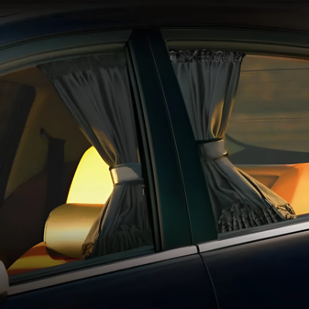 Car sun shade curtains cotton polyester fabric 50cm wide beige black grey set of two