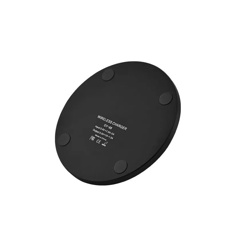 Ultra-thin square wireless charging pad in black showing slim 6.5mm profile