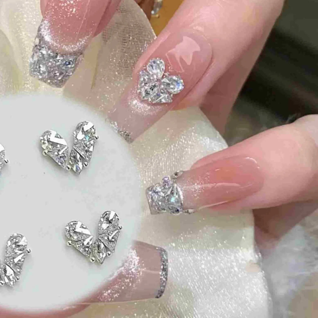 Love butterfly diamond material package nail art zircon accessories in champagne or silver