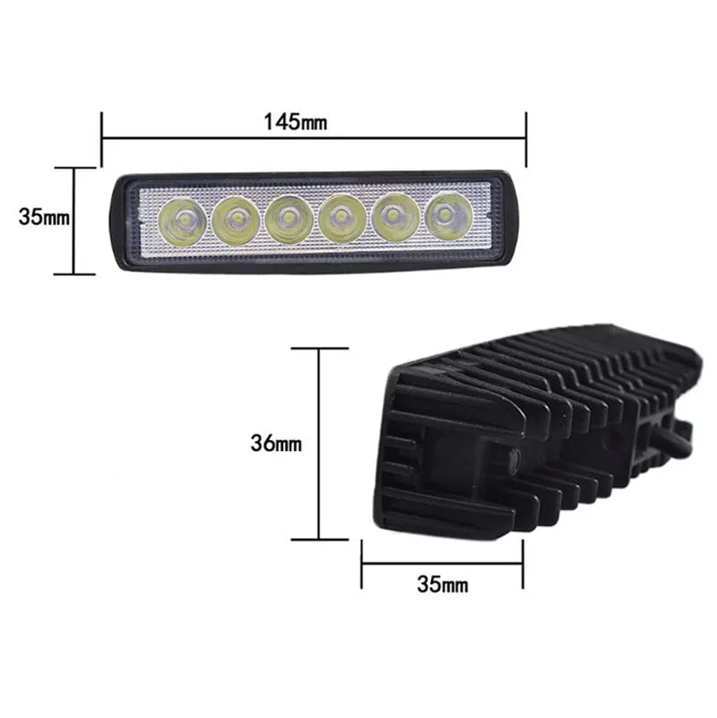 Black die-cast aluminium car auxiliary LED light with a polycarbonate lens