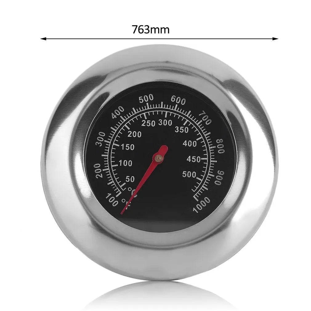 Stainless steel metal thermometer with 76mm dial and 6x39mm probe in steel colour